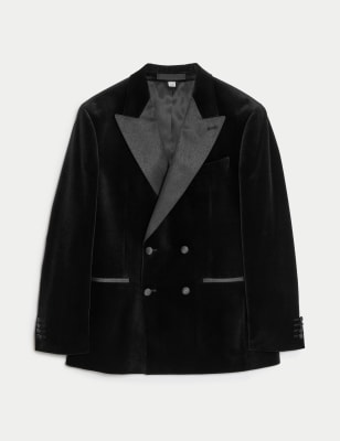 Pure Cotton Velvet Double Breasted Blazer