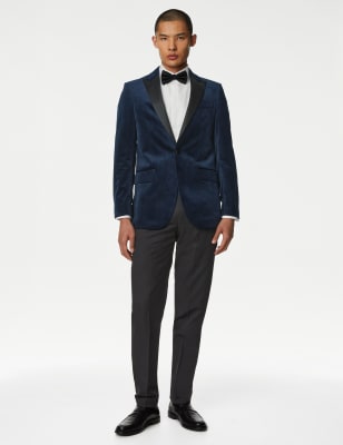 Marks And Spencer M&S Collection Velvet Peak Lapel Jacket - Navy, Navy