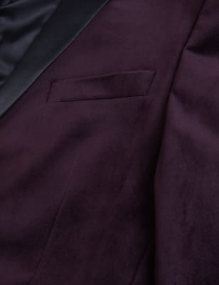 

M&S Collection Velvet Shawl Lapel Blazer - Burgundy, Burgundy