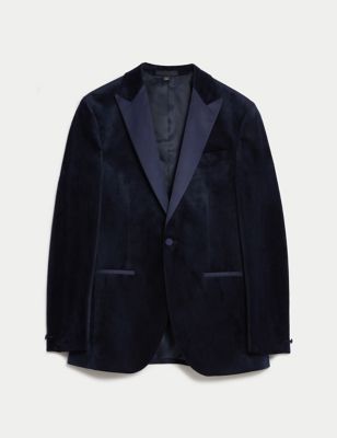 

Mens M&S Collection Slim Fit Velvet Tuxedo Jacket - Navy, Navy