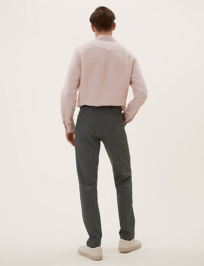 Slim Fit Flat Front Trousers