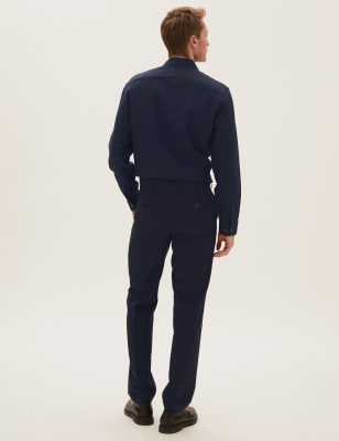 Straight Fit Flat-Front Trousers