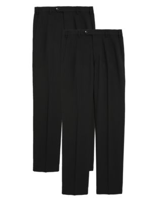 M&S Mens 2 Pack Regular Fit Flat Front Trousers