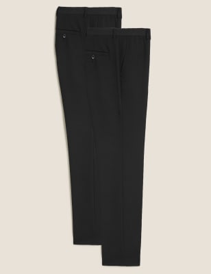 

Mens M&S Collection 2 Pack Skinny Fit Flat Front Trousers - Black, Black