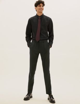 M&S Mens 2 Pack Skinny Fit Flat Front Trousers