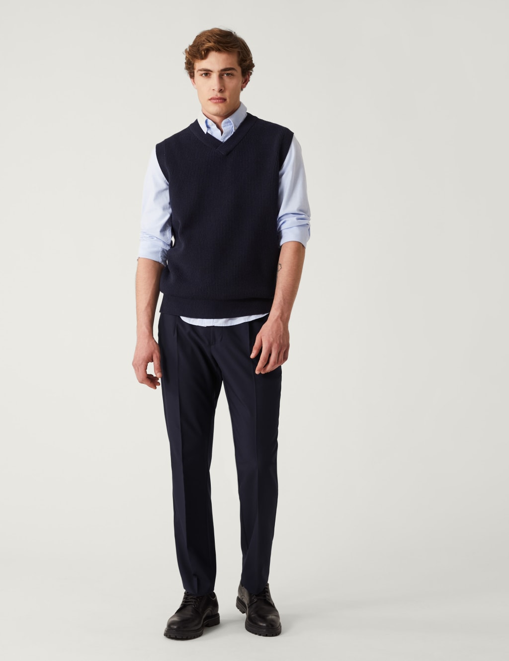 Regular Fit Single Pleat Trousers with Active Waist image 1