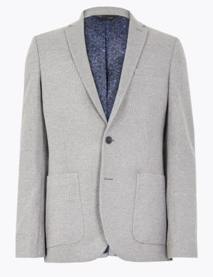  Grandes tailles - Veste grise coupe cintrée en tissu extensible à motif texturé - Grey