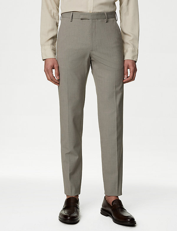 Pantalon sans pinces en tissu extensible à motif texturé - FR
