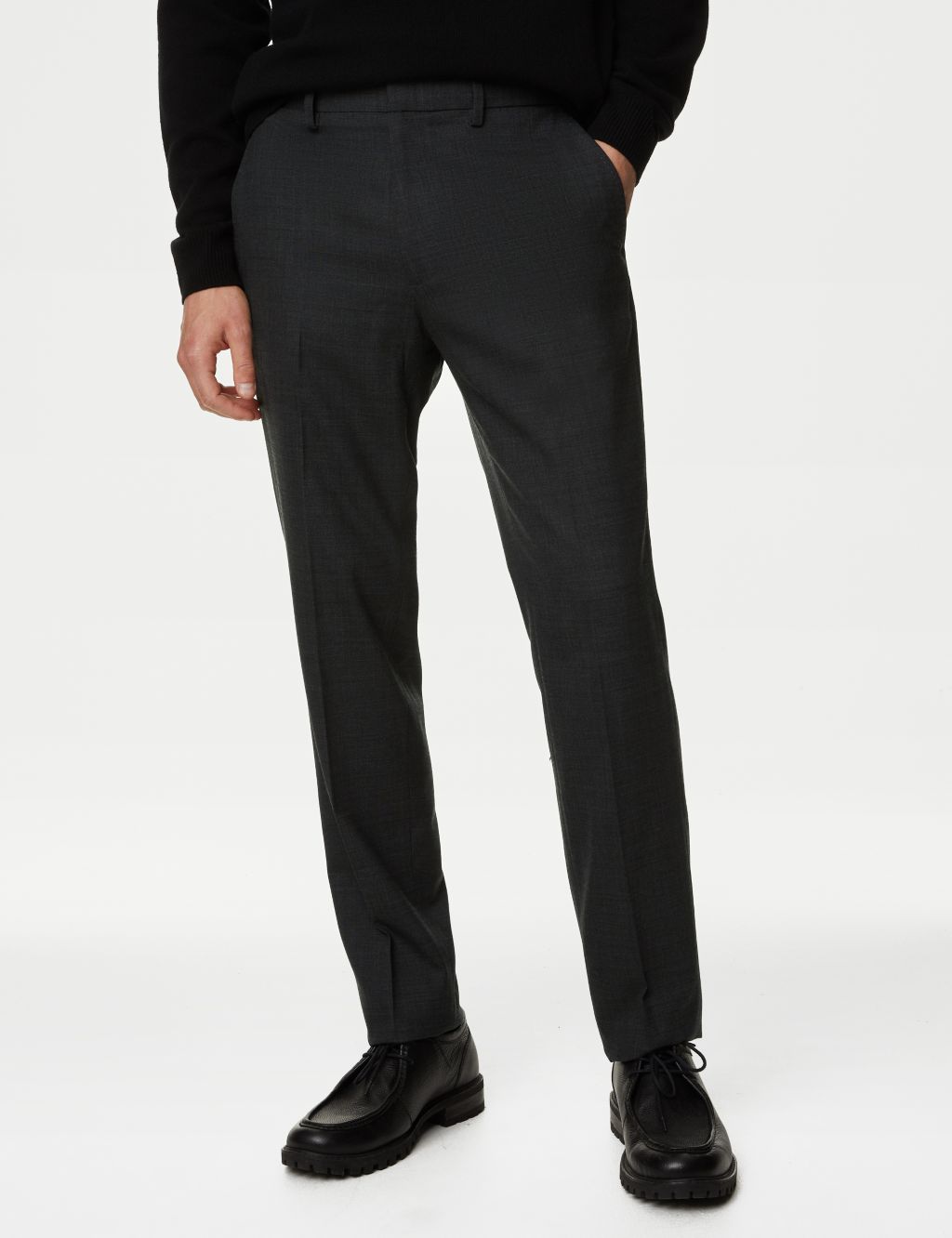 Wool Blend Flat Front Stretch Trousers image 3
