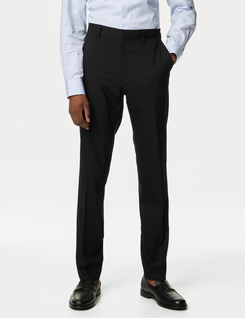 Wool Blend Flat Front Stretch Trousers image 4