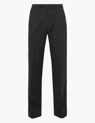  Pantalon coupe standard en laine mélangée extensible - Black