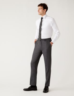 

Mens M&S Collection Slim Fit Wool Blend Trousers - Light Grey, Light Grey