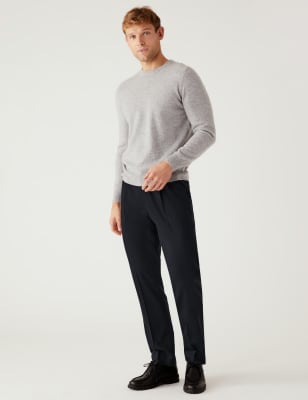 Regular Fit Wool Blend Trousers