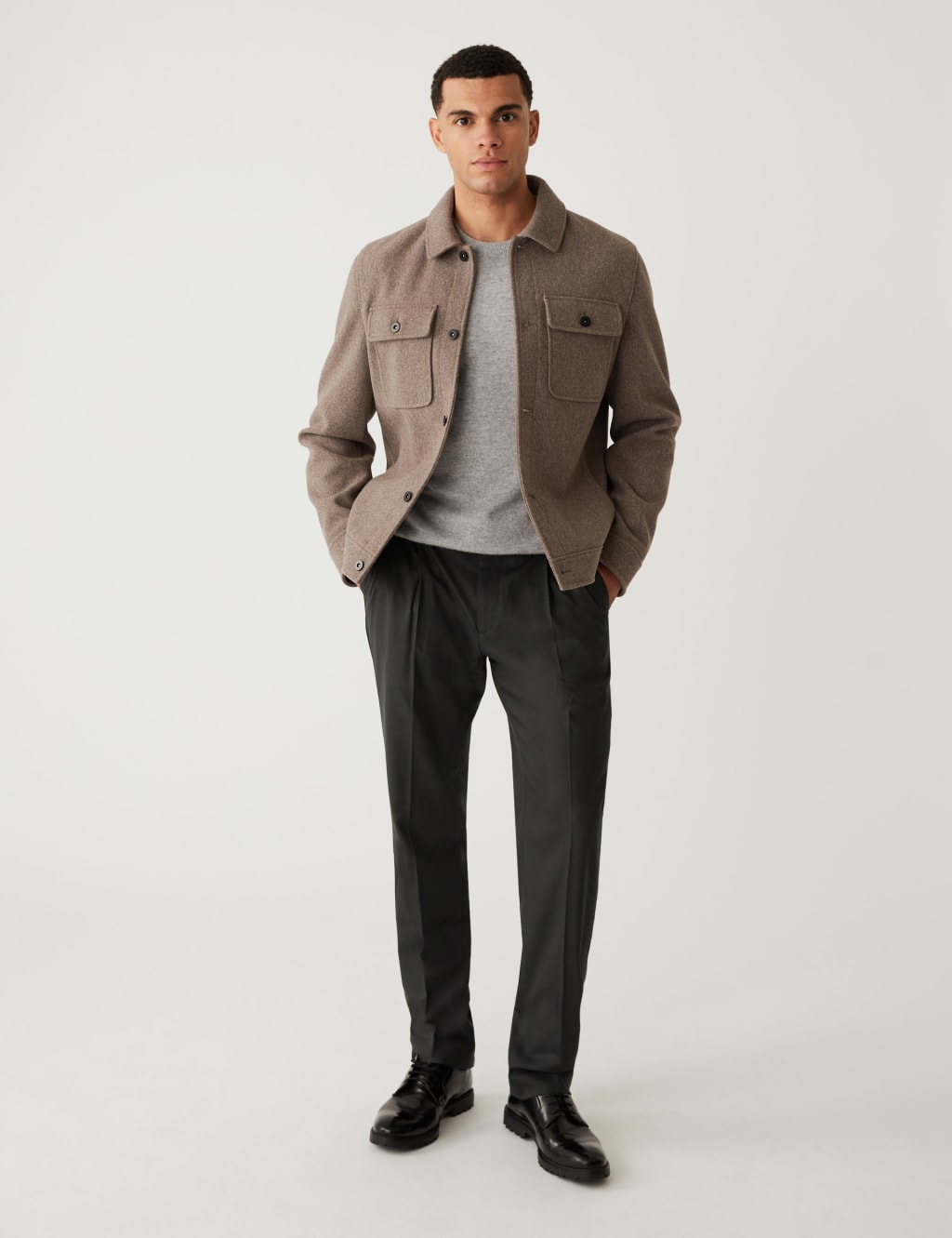 Regular Fit Wool Blend Trousers image 1