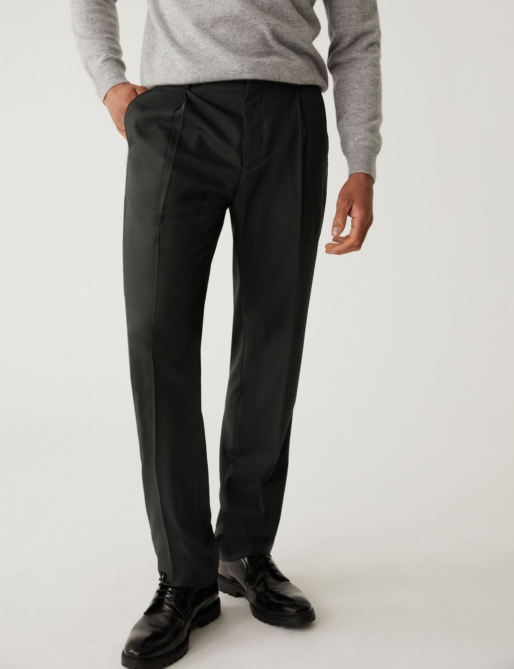Regular Fit Wool Blend Trousers image 2