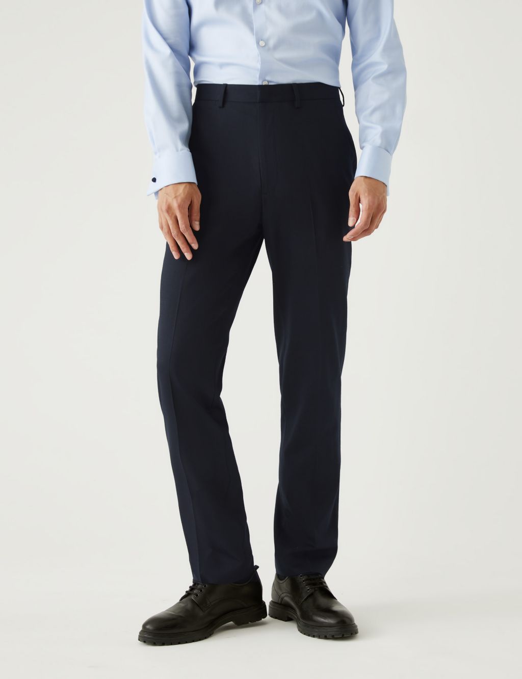 Regular Fit Wool Blend Flat Front Trousers image 2