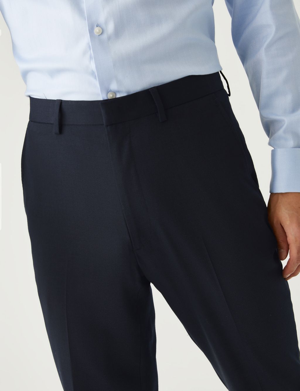 Regular Fit Wool Blend Flat Front Trousers image 3