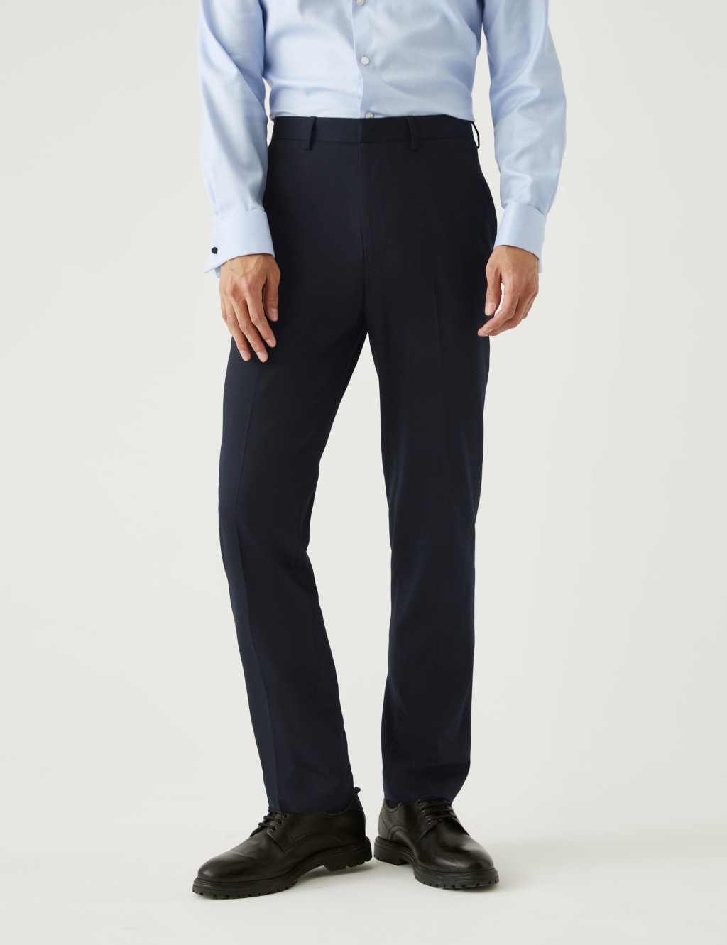 Regular Fit Wool Blend Flat Front Trousers image 5