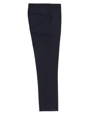 

Mens M&S Collection Wool Blend Flat Front Trousers - Navy, Navy