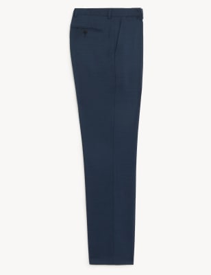 

Mens M&S Collection Regular Fit Wool Blend Flat Front Trousers - Teal, Teal