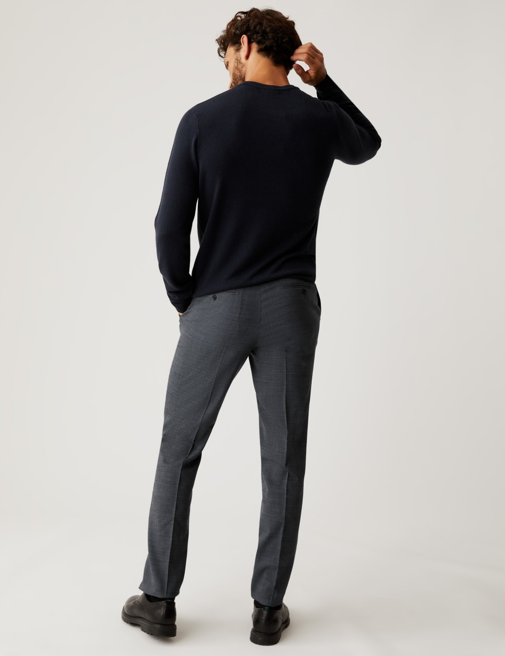 Regular Fit Wool Blend Flat Front Trousers image 4