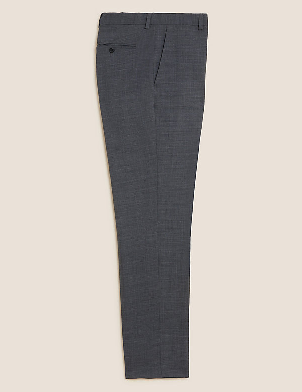 Wool Blend Flat Front Trousers - GR