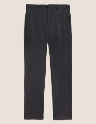 

Mens M&S Collection Wool Blend Flat Front Trousers - Charcoal, Charcoal