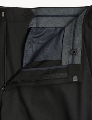 

Mens M&S Collection Wool Blend Flat Front Trousers - Black, Black