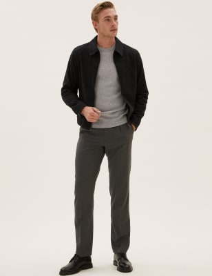 

Mens M&S Collection Regular Fit Wool Blend Single Pleat Trousers - Charcoal, Charcoal
