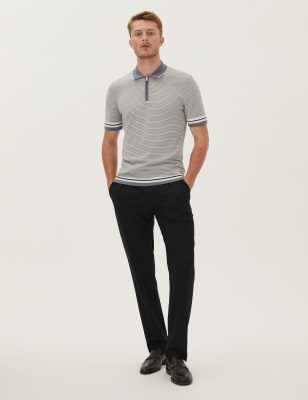

Mens M&S Collection Regular Fit Wool Blend Single Pleat Trousers - Black, Black