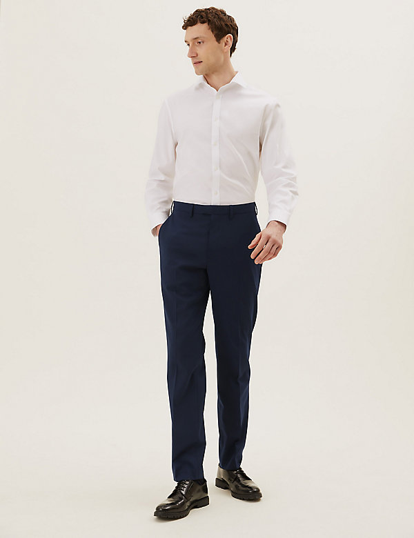 Regular Fit Wool Blend Flat Front Trousers - JE
