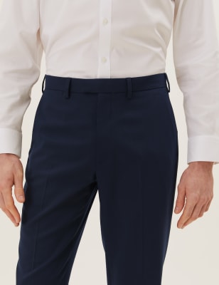 

Mens M&S Collection Flatfronthose in normaler Passform aus Leinenmischgewebe - Navy, Navy