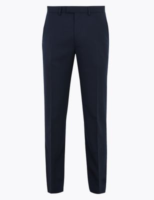 M&S Mens Regular Fit Wool Blend Flat Front Trousers