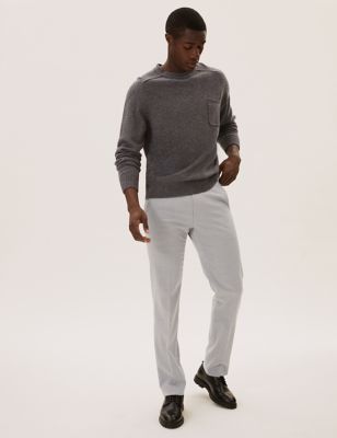  Pantalon sans pinces coupe standard en laine mélangée - Light Grey