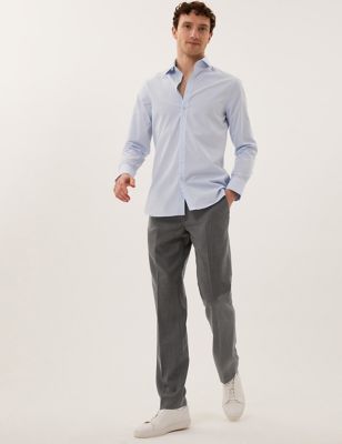  Pantalon sans pinces coupe standard en laine mélangée - Charcoal