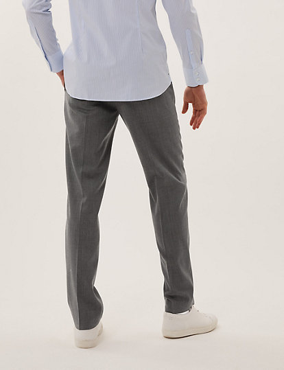 Regular Fit Wool Blend Flat Front Trousers