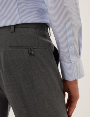 

Mens M&S Collection Regular Fit Wool Blend Flat Front Trousers - Charcoal, Charcoal