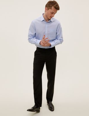  Pantalon sans pinces coupe standard en laine mélangée - Black