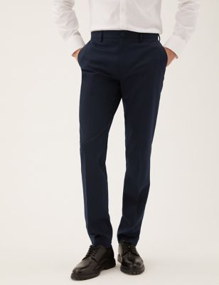 

Mens M&S Collection Slim Fit Wool Blend Trousers - Navy, Navy