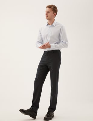 

Mens M&S Collection Slim Fit Wool Blend Single Pleat Trousers - Black, Black
