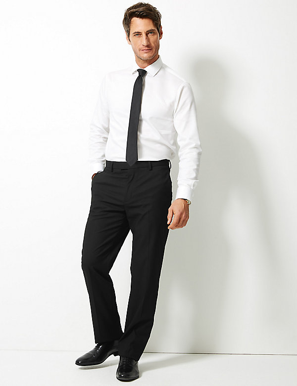 Regular Fit Flat Front Trousers - CH