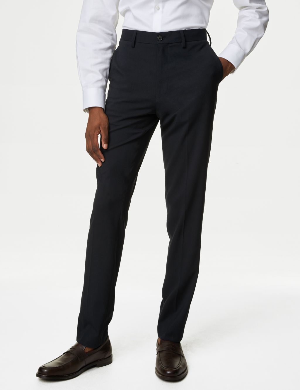 Slim Fit Flat Front Stretch Trousers image 2