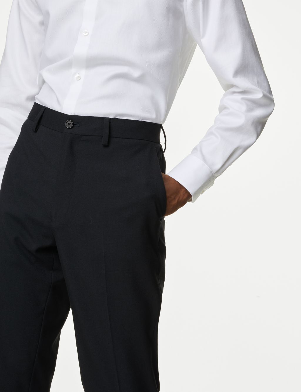 Slim Fit Flat Front Stretch Trousers image 3