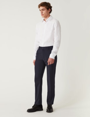 Tailored Fit Flat Front Stretch Trousers | M&S HK