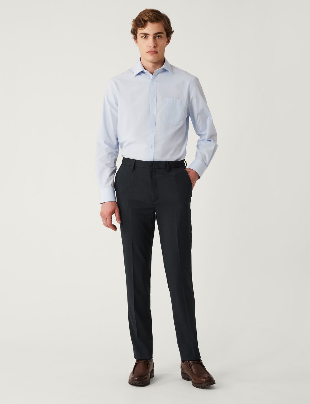 Tailored Fit Flat Front Stretch Trousers image 1
