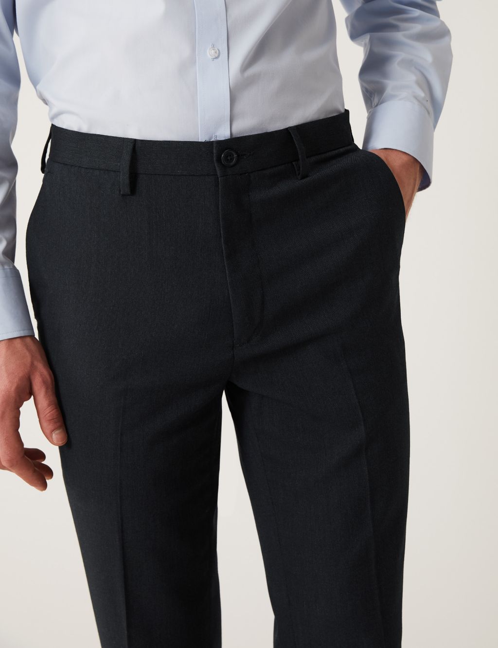 Tailored Fit Flat Front Stretch Trousers image 3