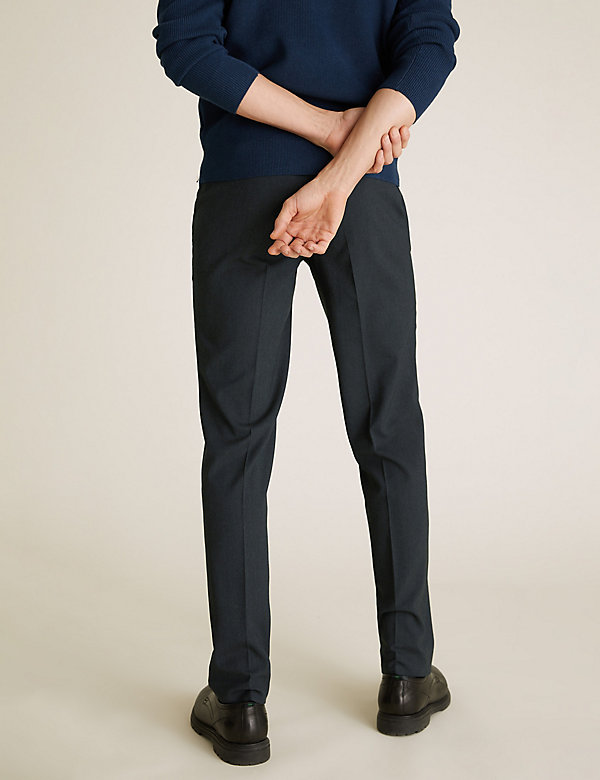 Tailored Fit Flat Front Stretch Trousers - CZ