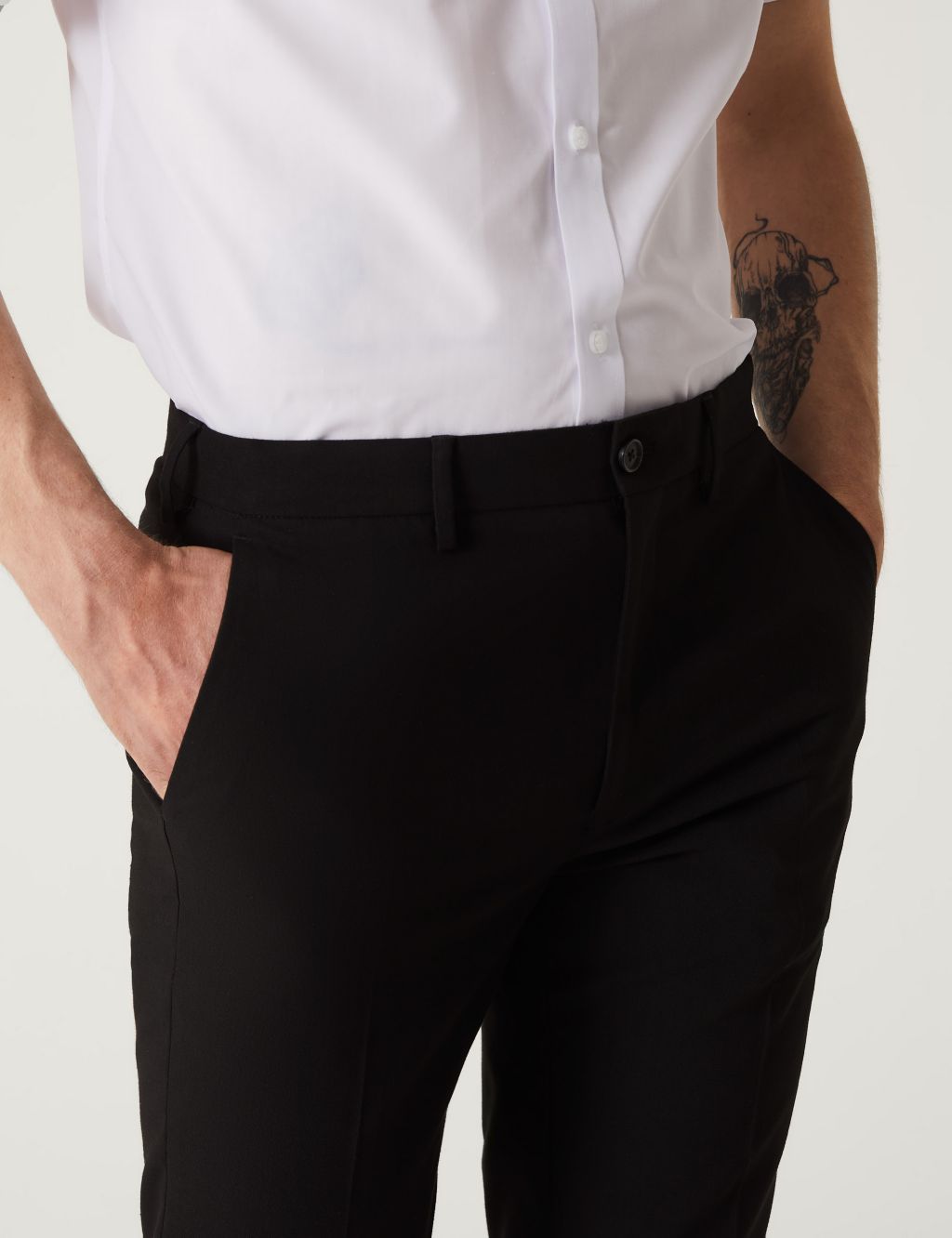 Tailored Fit Flat Front Stretch Trousers image 2