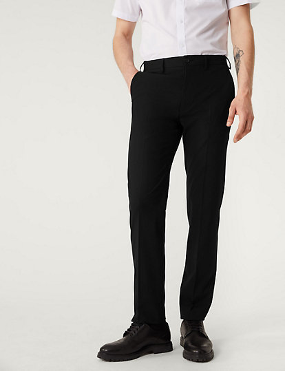 Tailored Fit Flat Front Stretch Trousers