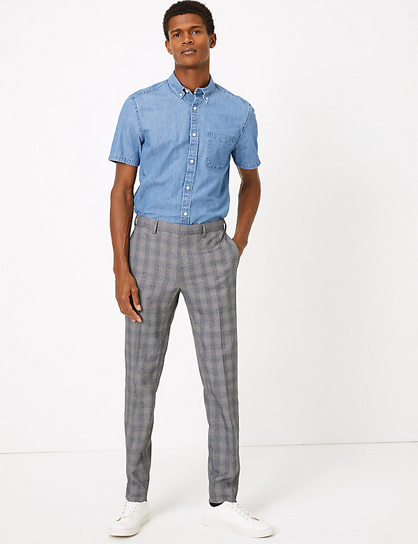 Skinny Fit Checked Stretch Trousers - PL